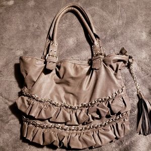 Ruffle Chain Shoedazzle Purse Bag Grey